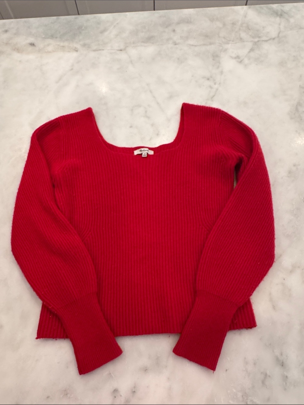 Madewell Red Ribbed Scoop-Neck Sweater